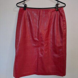 Danier Red Leather Pencil Skirt Soft Size 8